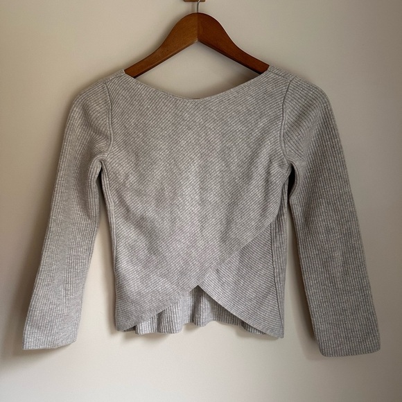 Aritzia Babaton Ribbed Wrap-Back Sweater – Minimalist Neutral Knit - Picture 4 of 5